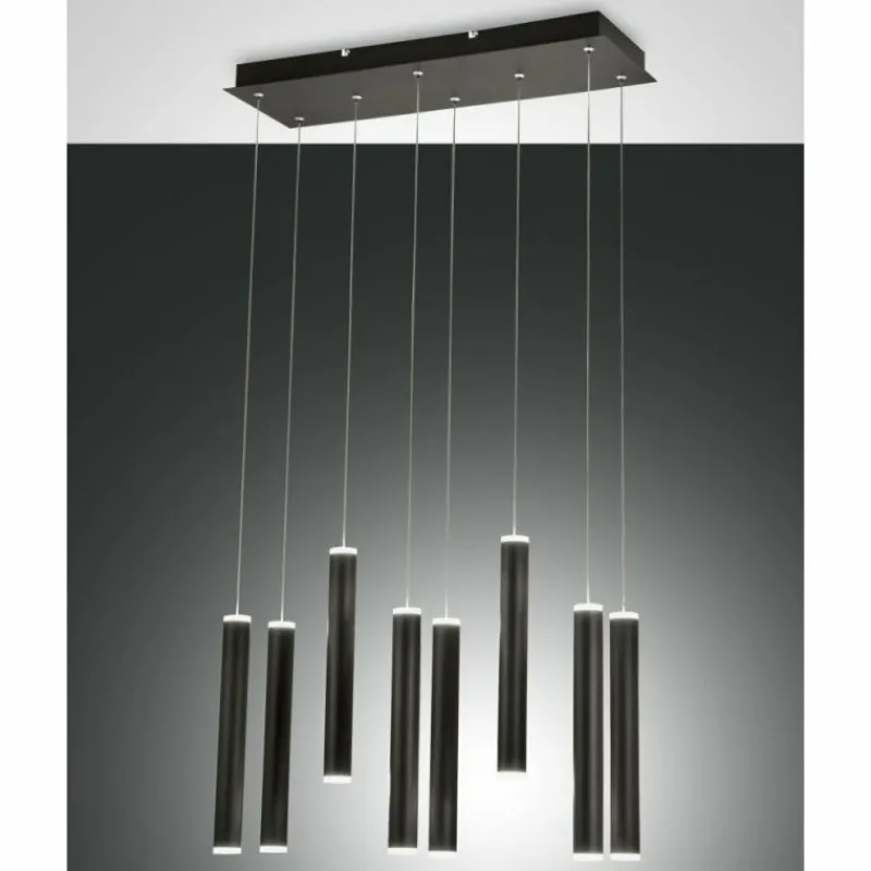 Luminaires Fabas Luce Suspension Fabas Luce Prado LED Noir, 8 lumières* Éclairage Led