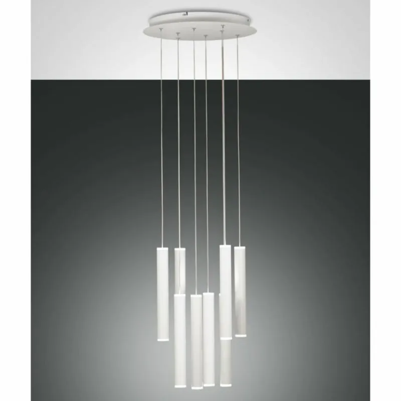 Luminaires Fabas Luce Suspension Fabas Luce Prado LED Blanc, 8 lumières* Suspensions