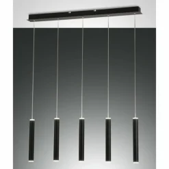 Luminaires Fabas Luce Suspension Fabas Luce Prado LED Noir, 5 lumières* Éclairage Led