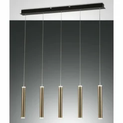 Lampes Dorées-Luminaires Fabas Luce Suspension Fabas Luce Prado LED Or, Noir, 5 lumières