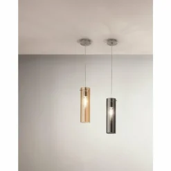Luminaires Fabas Luce Suspension Fabas Luce Sintesi Nickel brillant, 1 lumière