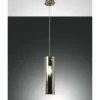 Suspension Verre Fumé-Luminaires Fabas Luce Suspension Fabas Luce Sintesi Nickel brillant, 1 lumière
