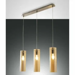 Luminaires Fabas Luce Suspension Fabas Luce Sintesi Nickel brillant, 3 lumières