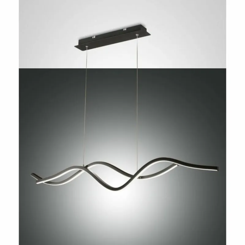 Luminaires Fabas Luce Suspension Fabas Luce Sinuo LED Noir, 2 lumières* Éclairage Led