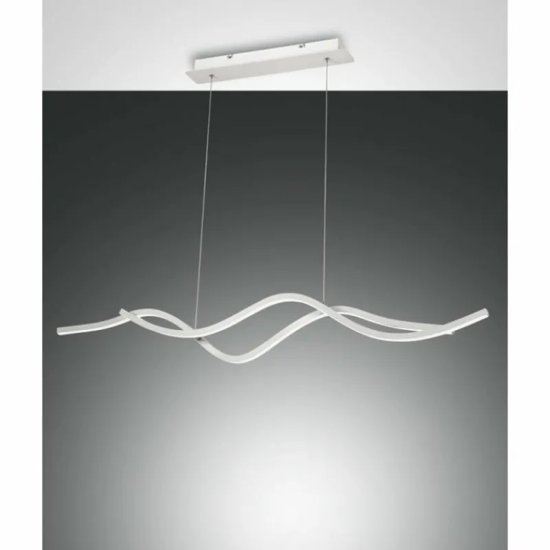 Luminaires Fabas Luce Suspension Fabas Luce Sinuo LED Blanc, 2 lumières* Éclairage Led