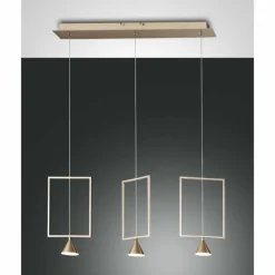 Lampes Dorées-Luminaires Fabas Luce Suspension Fabas Luce Sirio LED Or, 3 lumières