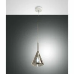 Suspension Verre Fumé-Luminaires Fabas Luce Suspension Fabas Luce Tris Blanc, 1 lumière