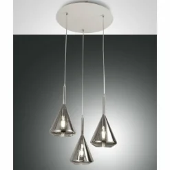Suspension Verre Fumé-Luminaires Fabas Luce Suspension Fabas Luce Tris Blanc, 3 lumières