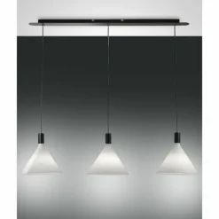 Luminaires Fabas Luce Suspension Fabas Luce Vincent Noir, 3 lumières
