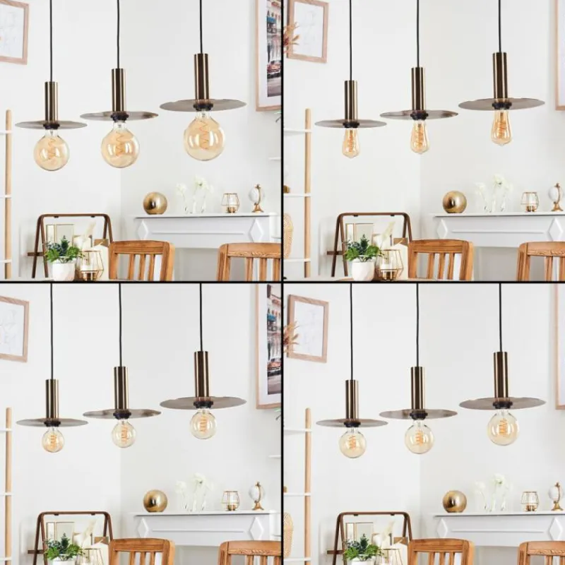 hofstein Suspension Faido Noir, 3 lumières