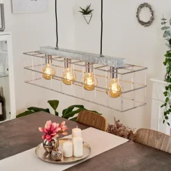 Lampes Industrielles-hofstein Suspension Fevaag Argenté, 4 lumières