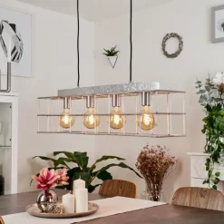 Lampes Industrielles-hofstein Suspension Fevaag Argenté, 4 lumières