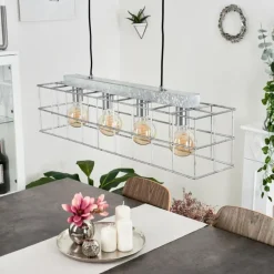 Lampes Industrielles-hofstein Suspension Fevaag Argenté, 4 lumières