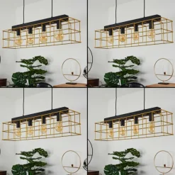 Lampes Dorées-hofstein Suspension Fevaag Noir, 4 lumières