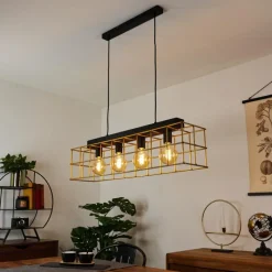 Lampes Dorées-hofstein Suspension Fevaag Noir, 4 lumières