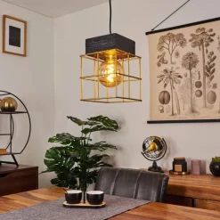 Lampes Dorées-hofstein Suspension Fevaag Noir, 1 lumière