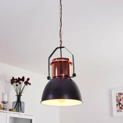 hofstein Suspension Fieberbrunn Cuivre, Noir, 1 lumière