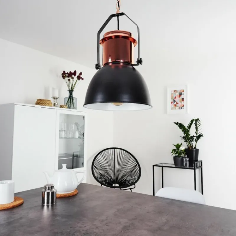 hofstein Suspension Fieberbrunn Cuivre, Noir, 1 lumière