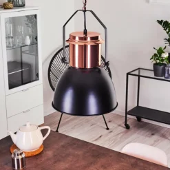 hofstein Suspension Fieberbrunn Cuivre, Noir, 1 lumière