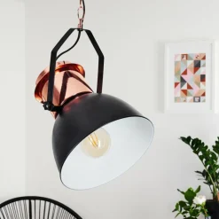 hofstein Suspension Fieberbrunn Cuivre, Noir, 1 lumière