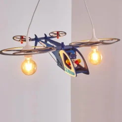 hofstein Suspension Fiete Bleu, Argenté, 2 lumières