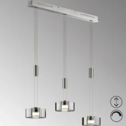 Suspension Verre Fumé-Luminaires Fischer & Honsel Suspension Fischer & Honsel Lavin LED Nickel mat, 3 lumières