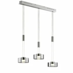 Suspension Verre Fumé-Luminaires Fischer & Honsel Suspension Fischer & Honsel Lavin LED Nickel mat, 3 lumières