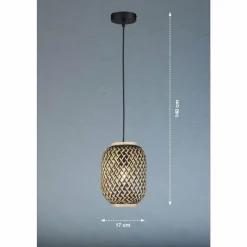 Style Boho-Chic-Luminaires Fischer & Honsel Suspension Fischer & Honsel Hummel Noir, 1 lumière