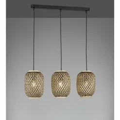 Style Boho-Chic-Luminaires Fischer & Honsel Suspension Fischer & Honsel Hummel Noir, 3 lumières