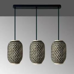 Style Boho-Chic-Luminaires Fischer & Honsel Suspension Fischer & Honsel Hummel Noir, 3 lumières