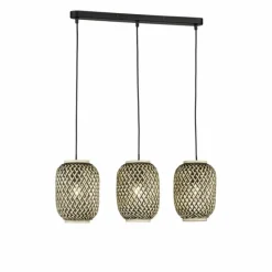 Style Boho-Chic-Luminaires Fischer & Honsel Suspension Fischer & Honsel Hummel Noir, 3 lumières