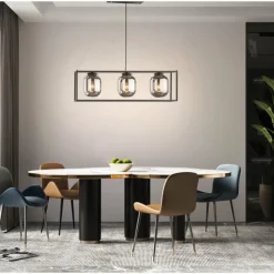 Suspension Verre Fumé-Luminaires Fischer & Honsel Suspension Fischer & Honsel Regi Noir, 3 lumières