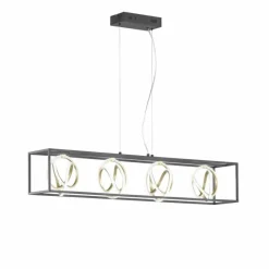 Luminaires Fischer & Honsel Suspension Fischer & Honsel Gisi LED Noir, 4 lumières, Télécommandes* Éclairage Led