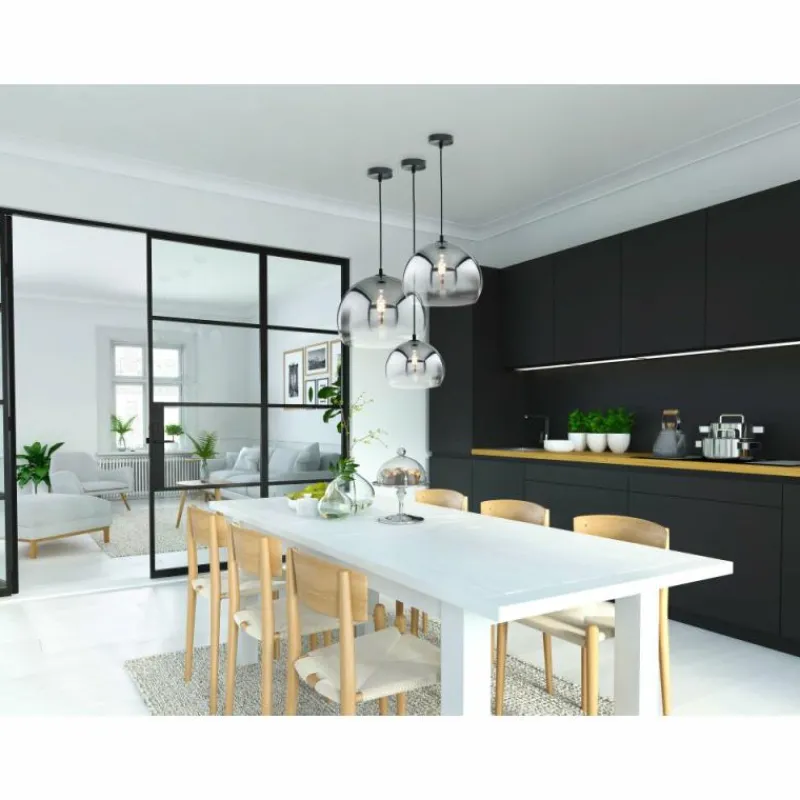 Suspension Verre Fumé-Luminaires Fischer & Honsel Suspension Fischer & Honsel Amos Noir, 1 lumière