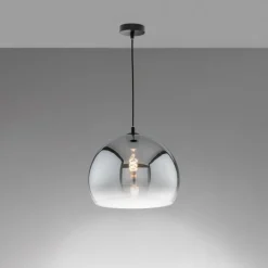Suspension Verre Fumé-Luminaires Fischer & Honsel Suspension Fischer & Honsel Amos Noir, 1 lumière