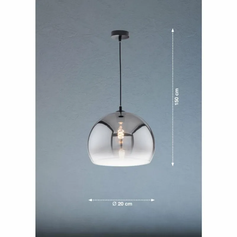 Suspension Verre Fumé-Luminaires Fischer & Honsel Suspension Fischer & Honsel Amos Noir, 1 lumière