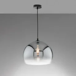 Suspension Verre Fumé-Luminaires Fischer & Honsel Suspension Fischer & Honsel Amos Noir, 1 lumière