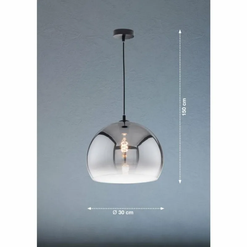 Suspension Verre Fumé-Luminaires Fischer & Honsel Suspension Fischer & Honsel Amos Noir, 1 lumière