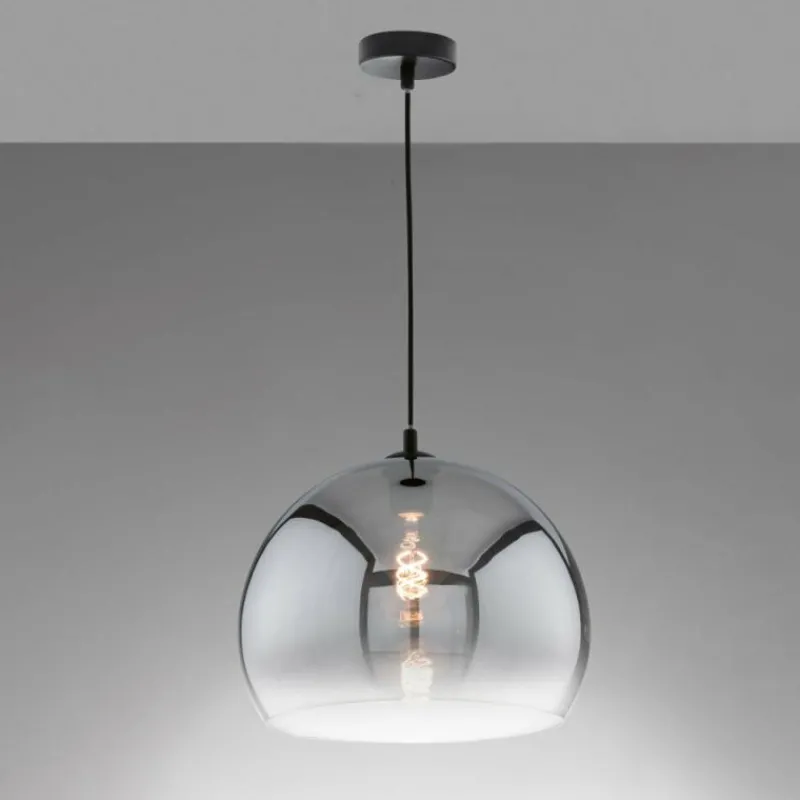 Suspension Verre Fumé-Luminaires Fischer & Honsel Suspension Fischer & Honsel Amos Noir, 1 lumière