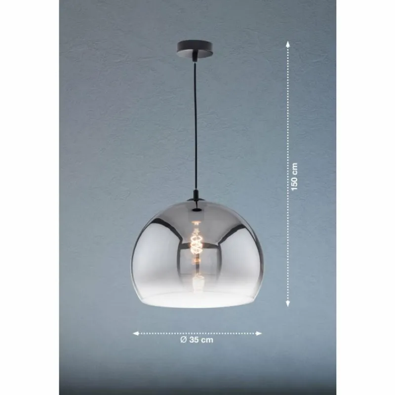 Suspension Verre Fumé-Luminaires Fischer & Honsel Suspension Fischer & Honsel Amos Noir, 1 lumière