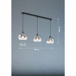 Suspension Verre Fumé-Luminaires Fischer & Honsel Suspension Fischer & Honsel Amos Noir, 3 lumières
