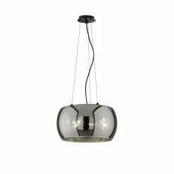 Suspension Verre Fumé-Luminaires Fischer & Honsel Suspension Fischer & Honsel Dima Noir, 3 lumières