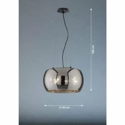 Suspension Verre Fumé-Luminaires Fischer & Honsel Suspension Fischer & Honsel Dima Noir, 3 lumières