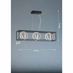 Luminaires Fischer & Honsel Suspension Fischer & Honsel Gisi LED Noir, 3 lumières, Télécommandes* Éclairage Led