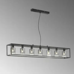Suspension Verre Fumé-Luminaires Fischer & Honsel Suspension Fischer & Honsel Iska Noir, 7 lumières