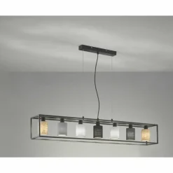 Lampes En Tissu-Luminaires Fischer & Honsel Suspension Fischer & Honsel Isko Noir, 7 lumières