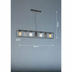 Lampes En Tissu-Luminaires Fischer & Honsel Suspension Fischer & Honsel Isko Noir, 7 lumières