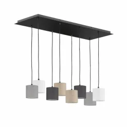 Lampes En Tissu-Luminaires Fischer & Honsel Suspension Fischer & Honsel Isko Noir, 8 lumières