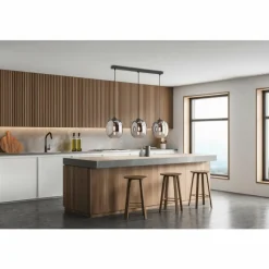 Suspension Verre Fumé-Luminaires Fischer & Honsel Suspension Fischer & Honsel Nayla Noir, 3 lumières