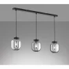Suspension Verre Fumé-Luminaires Fischer & Honsel Suspension Fischer & Honsel Regi Noir, 3 lumières